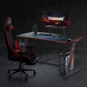 img 2 attached to 40 Inch Z Shaped Gaming Desk For PC Computer, Home Office Workstation With Cup Holder And Headphone Hook - DESINO