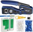 rj45 crimp tool kit with 50pcs cat5e/cat6 connectors and covers - ethernet network cable crimper for cat6 crimping. logo