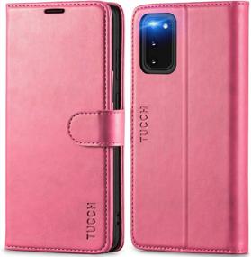 img 4 attached to Hot Pink TUCCH Galaxy S20 Wallet Case: Magnetic PU Leather Stand, RFID Blocking & Shockproof Interior!