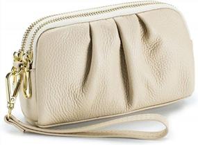 img 4 attached to Lecxci Women'S Small Vintage Leather Clutch Bags,Soft 2 Zippers Purses,Crease Style Wallets For Lady
