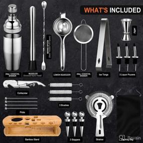 img 3 attached to 🍸 Complete 24-Piece Cocktail Shaker Bartender Kit with Stand - Premium Martini Shaker, Mixing Spoon, Muddler, Measuring Jigger, Lemon Squeezer, Tongs, Corkscrew & More - Professional Bar Tools Set