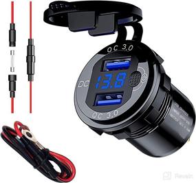 img 4 attached to High-Speed Dual USB 12V Car Charger with Quick Charge 3.0, Digital Voltmeter & Waterproof Design for Trucks, Motorcycles, Boats, Golf Carts - 36W Fast Charging