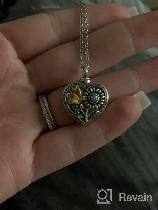 img 1 attached to 🌻 Sterling Silver Sunflower Cremation Necklace for Ashes - Rose Flower Urn Jewelry review by Cassie Young