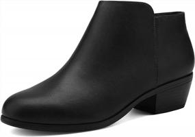 img 4 attached to Women'S TOETOS Boston-01 Black Pu Block Heel Side Zipper Ankle Booties - Size 8.5 M US