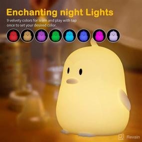 img 2 attached to 🐧 Penguin Night Lights Lamp: 9 Color Cute Animal Desk Lamp for Kids - Battery Operated LED Tap Nightlight for Nursery and Room Decor - Perfect Gift for Girls and Boys