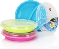 🍱 set of 3 microwave divided food storage containers - 2 compartment plates with vented lid логотип