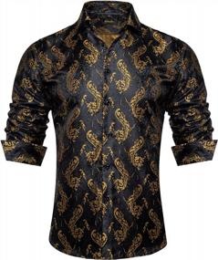 img 4 attached to Paisley Floral Men'S Dress Shirt With Stylish Collar Pin- DiBanGu