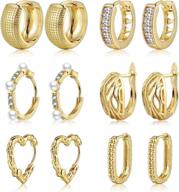 золотые серьги-кольца papasgix: идеальный набор для женщин и девочек, стильные скрученные хрящи и массивные кольца для потрясающего образа и идеальные идеи подарков логотип