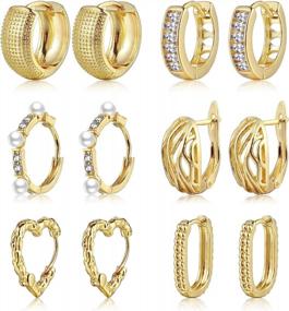 img 4 attached to Золотые серьги-кольца Papasgix: идеальный набор для женщин и девочек, стильные скрученные хрящи и массивные кольца для потрясающего образа и идеальные идеи подарков