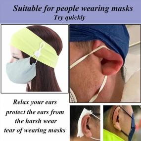 img 1 attached to 6 Pack Headbands W/ Buttons To Secure Face Cover - Elastic Hair Bands For Women & Men Workers | Relax Your Ears!