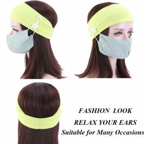 img 2 attached to 6 Pack Headbands W/ Buttons To Secure Face Cover - Elastic Hair Bands For Women & Men Workers | Relax Your Ears!