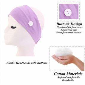 img 3 attached to 6 Pack Headbands W/ Buttons To Secure Face Cover - Elastic Hair Bands For Women & Men Workers | Relax Your Ears!