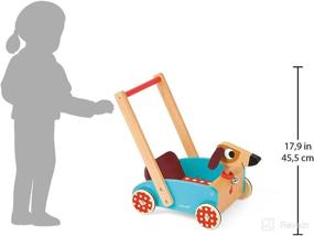 img 1 attached to Janod Crazy Doggy Cart: Adorable Wooden Push Toy Walker with Storage and Ringing Dog Bell - Encouraging Walking and Discovery (Ages 1+)