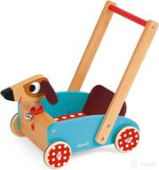 janod crazy doggy cart: adorable wooden push toy walker with storage and ringing dog bell - encouraging walking and discovery (ages 1+) логотип
