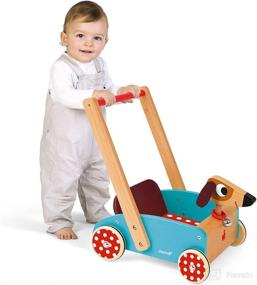 img 3 attached to Janod Crazy Doggy Cart: Adorable Wooden Push Toy Walker with Storage and Ringing Dog Bell - Encouraging Walking and Discovery (Ages 1+)