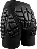 black 3d protective gear with eva padded hip and butt shorts for skiing, ice skating, snowboarding - impact protection pad included logo
