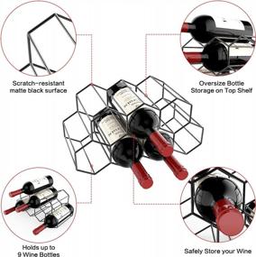 img 2 attached to Элегантная и компактная настольная винная стойка: самостоятельный черный металлический держатель на 9 бутылок - идеально подходит для домашней кухни, бара или столешницы.