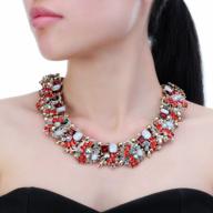 fashionable chunky crystal rhinestone statement necklace: vintage style bib collar choker chain for women, ideal costume jewelry accessory logo