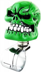 img 1 attached to Green Lunsom Steering Wheel Knob: Skull Shape Driving Power Handle For Vehicle Turning Aid