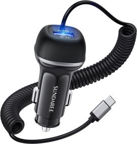 img 4 attached to 🔌 SUNDAREE 51W 2-Port Fast Car Charger Adapter with PD3.0 & QC3.0 Fast Charging and 5ft 33W Super Fast Charging Coiled Cable for Samsung Galaxy S22/21, Note20/10, iPhone