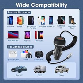 img 2 attached to 🔌 SUNDAREE 51W 2-Port Fast Car Charger Adapter with PD3.0 & QC3.0 Fast Charging and 5ft 33W Super Fast Charging Coiled Cable for Samsung Galaxy S22/21, Note20/10, iPhone