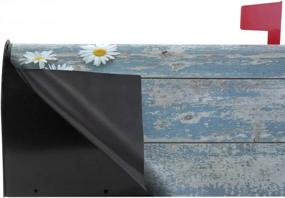 img 1 attached to Spring Sunflower And Daisy Wooden Magnetic Mailbox Cover - Rustic Blue Mailbox Wrap For Outdoor Garden Home Decor - Fits Standard Sized Post Boxes, 21" L X 18" W