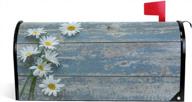 spring sunflower and daisy wooden magnetic mailbox cover - rustic blue mailbox wrap for outdoor garden home decor - fits standard sized post boxes, 21" l x 18" w logo