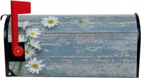 img 3 attached to Spring Sunflower And Daisy Wooden Magnetic Mailbox Cover - Rustic Blue Mailbox Wrap For Outdoor Garden Home Decor - Fits Standard Sized Post Boxes, 21" L X 18" W