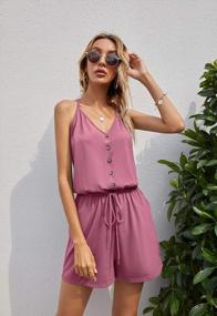 img 3 attached to Stylish And Comfortable: YIBOCK Women'S Summer Short Jumpsuit With Spaghetti Straps And Drawstring Waist