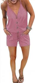 img 4 attached to Stylish And Comfortable: YIBOCK Women'S Summer Short Jumpsuit With Spaghetti Straps And Drawstring Waist