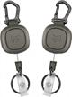 2-pack heavy duty retractable keychain with steel cable, work id badge clip and metal carabiner - 31.5-inch cord resists strain, military green logo
