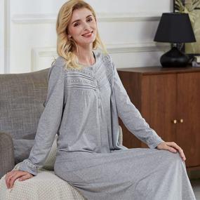 img 1 attached to Soft And Comfy Women'S Cotton Nightgowns By Keyocean - Long-Sleeved Sleepwear Gown For Moms