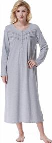 img 4 attached to Soft And Comfy Women'S Cotton Nightgowns By Keyocean - Long-Sleeved Sleepwear Gown For Moms