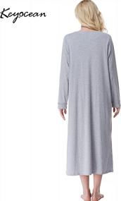 img 3 attached to Soft And Comfy Women'S Cotton Nightgowns By Keyocean - Long-Sleeved Sleepwear Gown For Moms