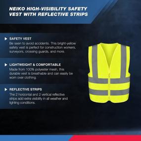 img 3 attached to Stay Safe And Seen With NEIKO High Visibility Reflective Safety Vest In Neon Yellow