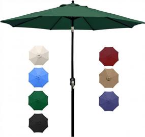 img 4 attached to Green 9FT Outdoor Patio Umbrella With Crank, 8 Ribs, Tilt Button, Fade Resistant Polyester And Aluminum Alloy Pole For Water Proof Table Coverage - UHINOOS
