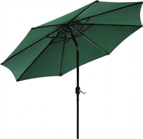 img 2 attached to Green 9FT Outdoor Patio Umbrella With Crank, 8 Ribs, Tilt Button, Fade Resistant Polyester And Aluminum Alloy Pole For Water Proof Table Coverage - UHINOOS
