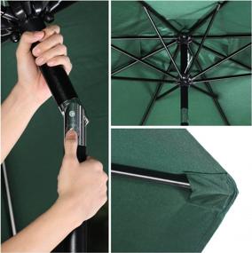 img 1 attached to Green 9FT Outdoor Patio Umbrella With Crank, 8 Ribs, Tilt Button, Fade Resistant Polyester And Aluminum Alloy Pole For Water Proof Table Coverage - UHINOOS