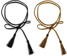 img 4 attached to Women Waist Leather Tassel Vintage Women's Accessories : Belts