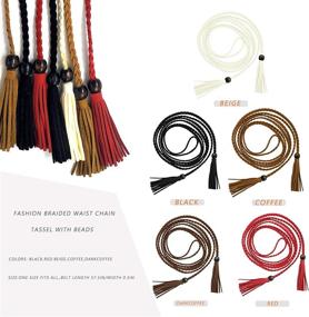 img 1 attached to Women Waist Leather Tassel Vintage Women's Accessories : Belts