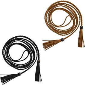 img 3 attached to Women Waist Leather Tassel Vintage Women's Accessories : Belts