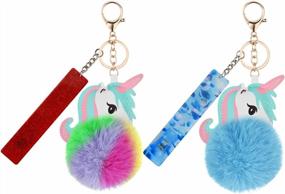 img 4 attached to 2PCS Acrylic Credit Card Puller Keychain - Cute Unicorn Hairball Design For Women/Girl Long Nails!