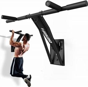 img 4 attached to Wall Mounted Pull Up And Dip Bar Station By ONETWOFIT - 2 In 1 Space Saving Multifunctional Fitness Equipment For Indoor And Outdoor Strength Training At Home Gym - Supports Up To 330LBS