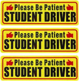 img 4 attached to Set of 3 Nomiou Student Driver Magnets - Vehicle Bumper Safety Sign with Reflective Stickers for New Drivers