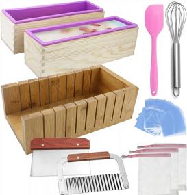 img 4 attached to 3-Piece Silicone Soap Mold And Bamboo Cutting Tool Set With Shrink Wrap Bags