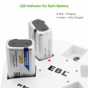 img 2 attached to 5-Pack EBL 9V Rechargeable Lithium Ion Batteries With 600MAh Capacity And 5-Bay Charger For Smoke Alarm Detectors - 2A Input