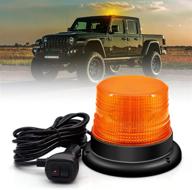 high-intensity 60-led strobe light, amber warning flash beacon lights with magnetic mount for vehicle truck tractor golf carts utv car bus - 12v/24v, ideal for safety, emergency situations логотип