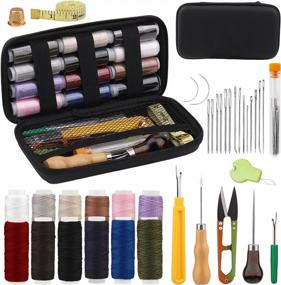 img 4 attached to Complete Leather Sewing Kit: 38 Pcs Upholstery Repair Tools With Needles, Thread, Awl, And More - Perfect For Beginners!