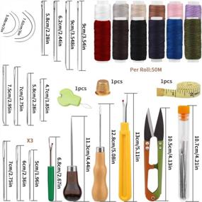 img 3 attached to Полный набор для шитья кожи: 38 инструментов для ремонта обивки с иглами, ниткой, шилом и многим другим - идеально подходит для начинающих!