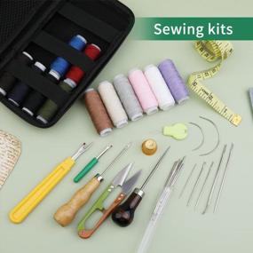 img 2 attached to Полный набор для шитья кожи: 38 инструментов для ремонта обивки с иглами, ниткой, шилом и многим другим - идеально подходит для начинающих!